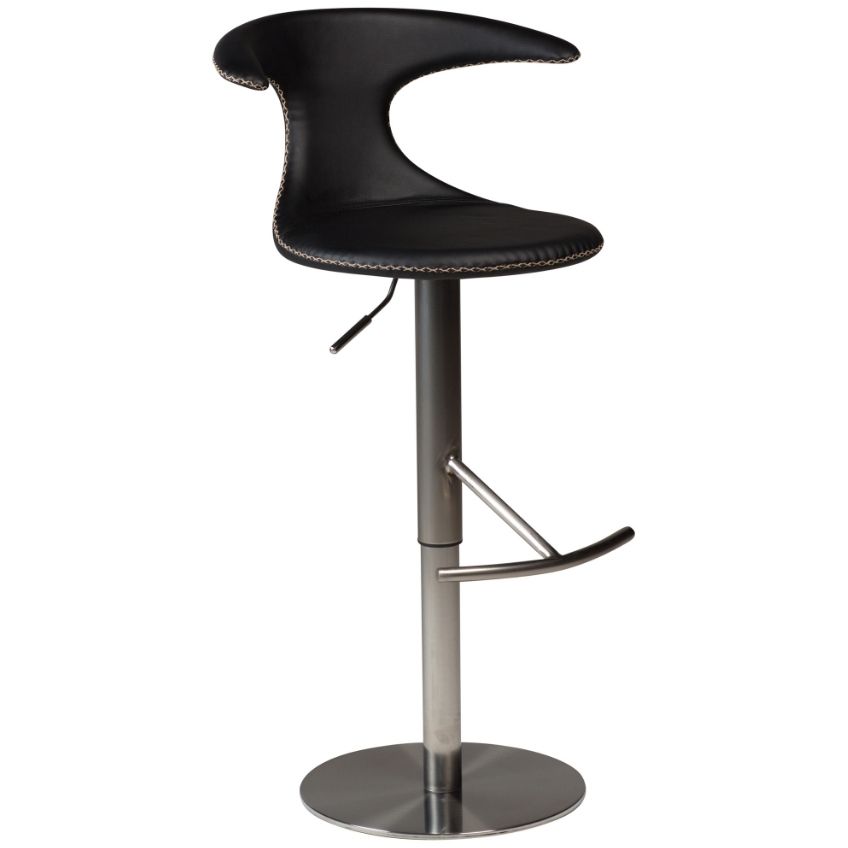 Černá kožená barová židle DAN-FORM Dolphin 53-80 cm