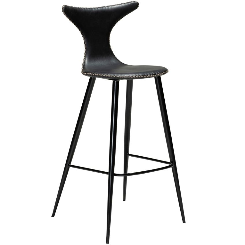 Černá koženková barová židle DAN-FORM Dolphin 76 cm
