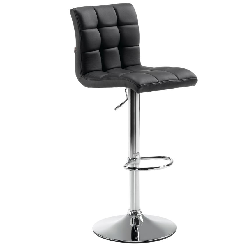 Černá koženková barová židle LaForma Lodi 60-81 cm s chromovou podnoží