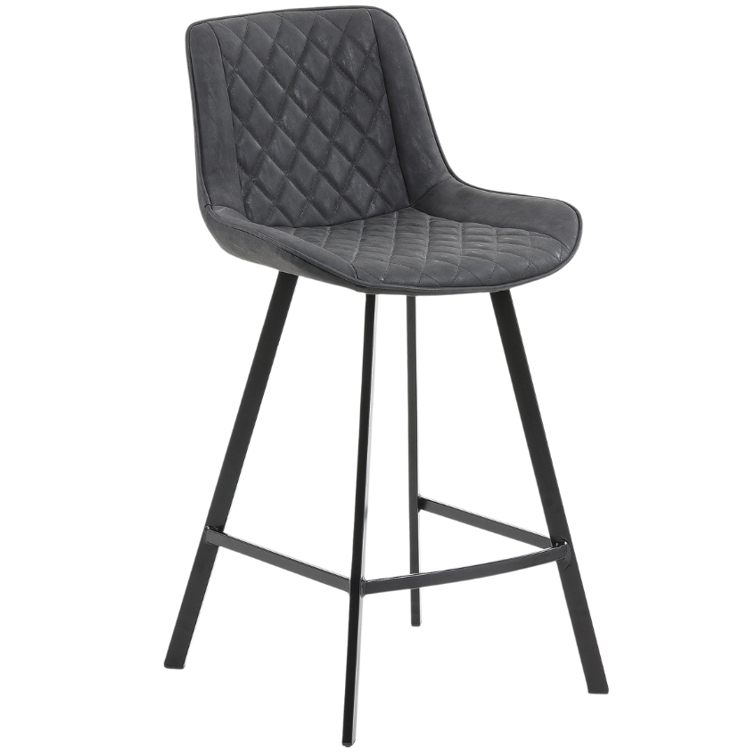 Grafitově černá koženková barová židle LaForma Arian 66 cm s kovovou podnoží