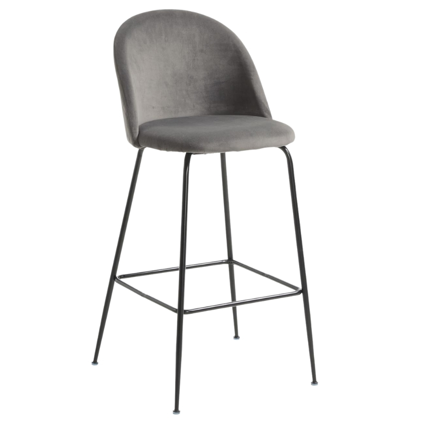 Šedá sametová barová židle LaForma Mystere 76 cm
