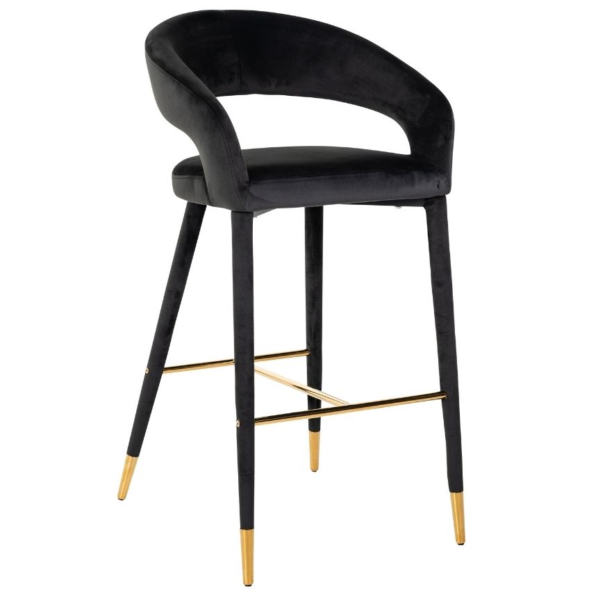 Černá sametová barová židle Richmond Gia 76 cm