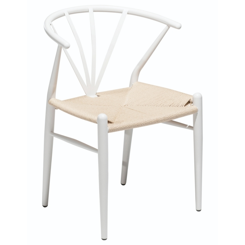 Dan-Form Bílá kovová jídelní židle DanForm Delta s výpletem