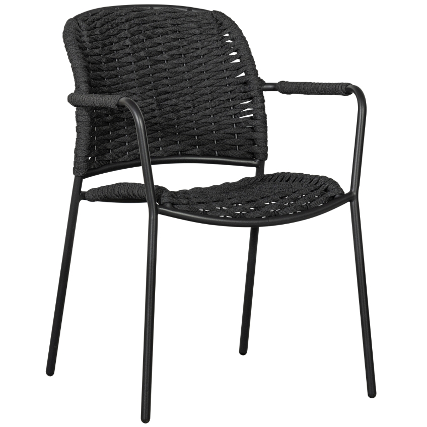 Hoorns Set dvou černých hliníkových zahradních židlí Tiga s područkami
